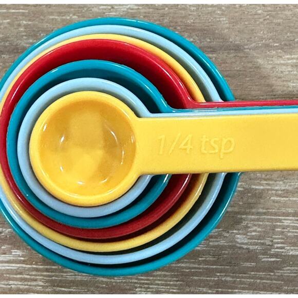 8 PC. Set THE PIONEER WOMAN Timeless Beauty MELAMINE MEASURING SPOONS Colorful - Picture 4 of 10